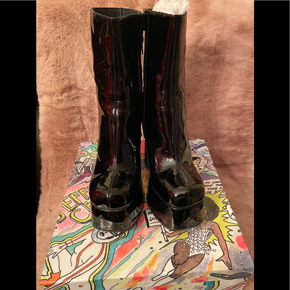 Jeffrey Campbell Widow Platform Patent Black Boots